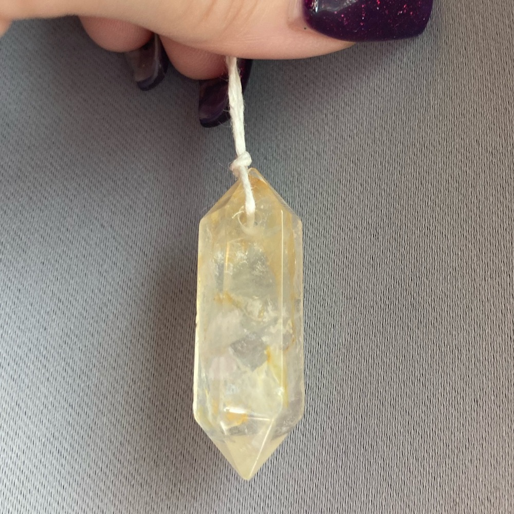 Large Citrine Quartz Crystal Point Pendants Yellow